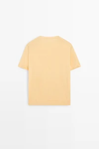 Short-sleeve fine-knit sweater