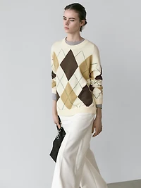 100% cotton knit sweater with Argyle detail