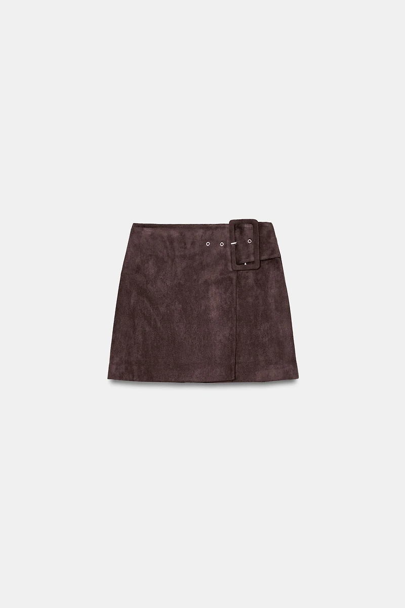 MINI JUPE EFFET DAIM BOUCLE