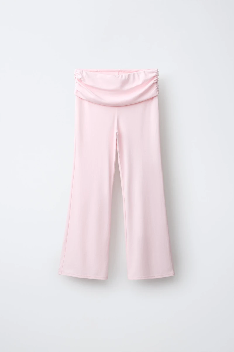 FLARE PANTS WITH TURN-UP AND GATHERING