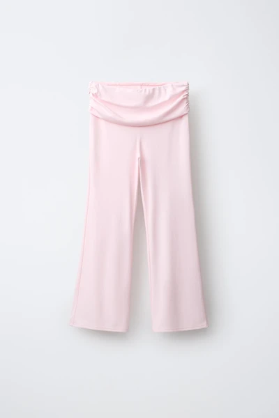 FLARE PANTS WITH TURN-UP AND GATHERING