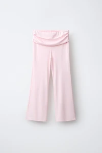 FLARE PANTS WITH TURN-UP AND GATHERING