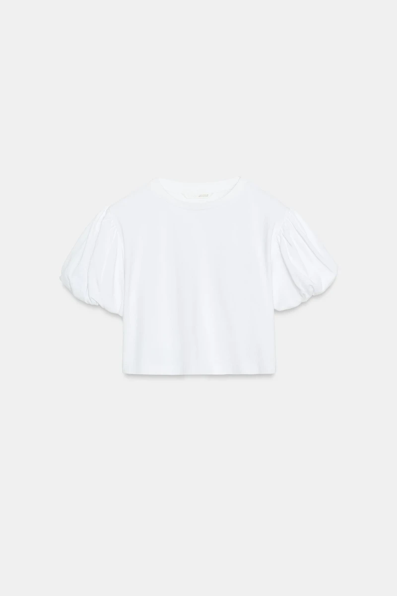 CROPPED VOLUMINOUS SLEEVE T-SHIRT