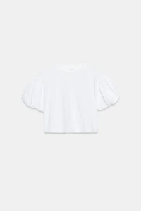 CROPPED VOLUMINOUS SLEEVE T-SHIRT