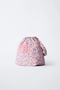 FLORAL AND TEXT PRINT BAG