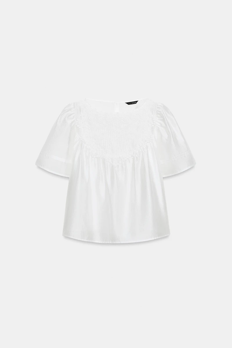 BLOUSE BRODÉE MANCHES COURTES