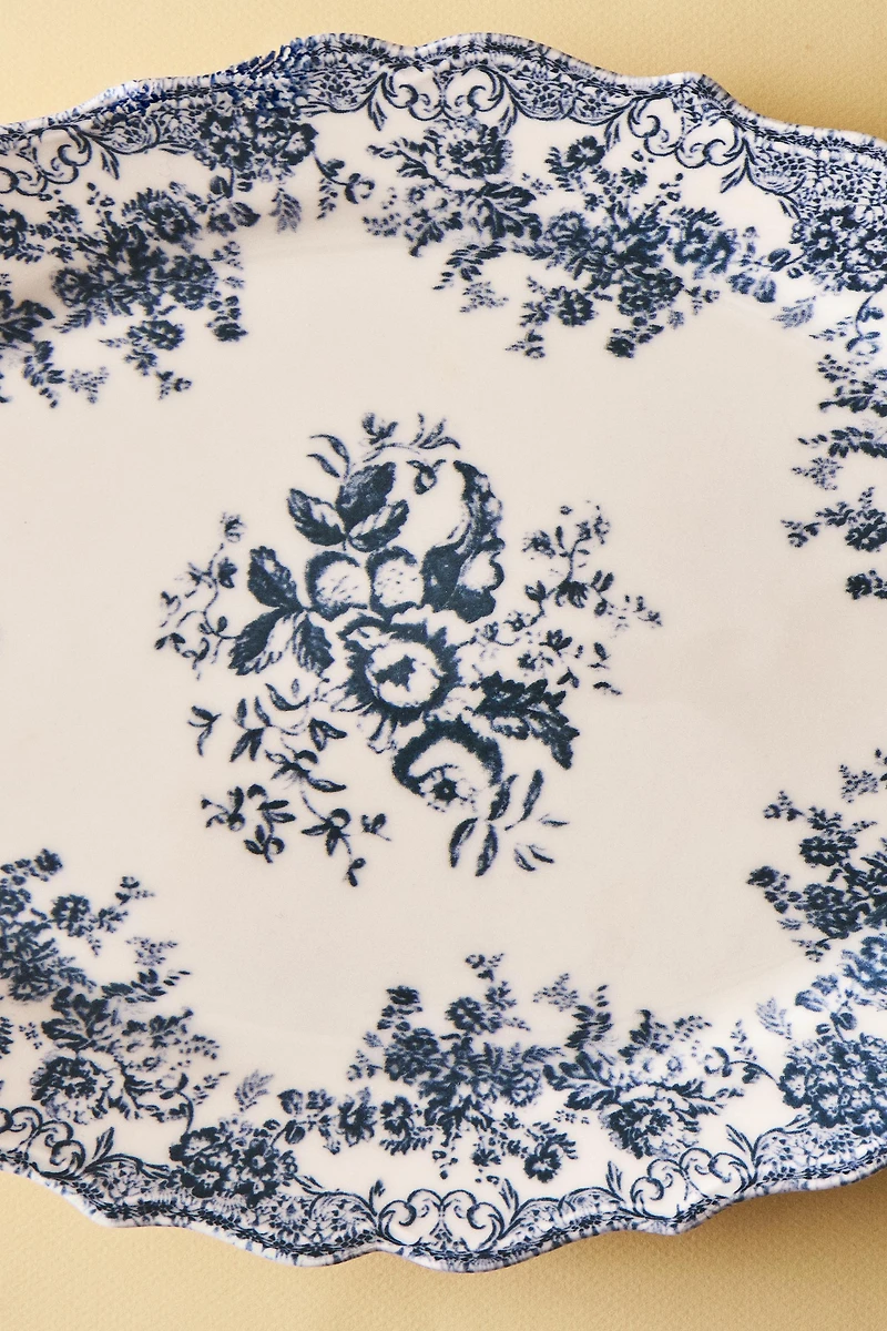 FLORAL EARTHENWARE SERVING DISH