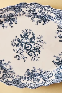 FLORAL EARTHENWARE SERVING DISH