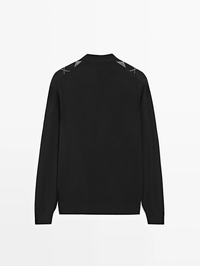 100% wool Argyle knit sweater