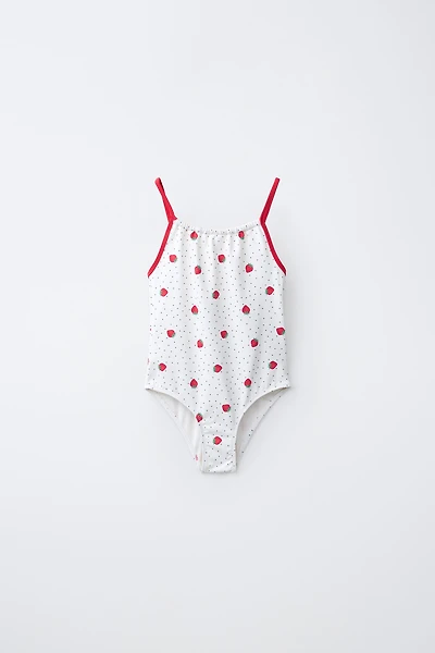 AGES 6-14/ STRAWBERRY PRINT SWIMSUIT