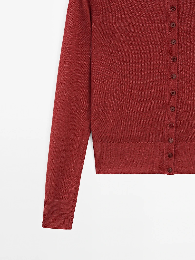 100% linen long sleeve cardigan
