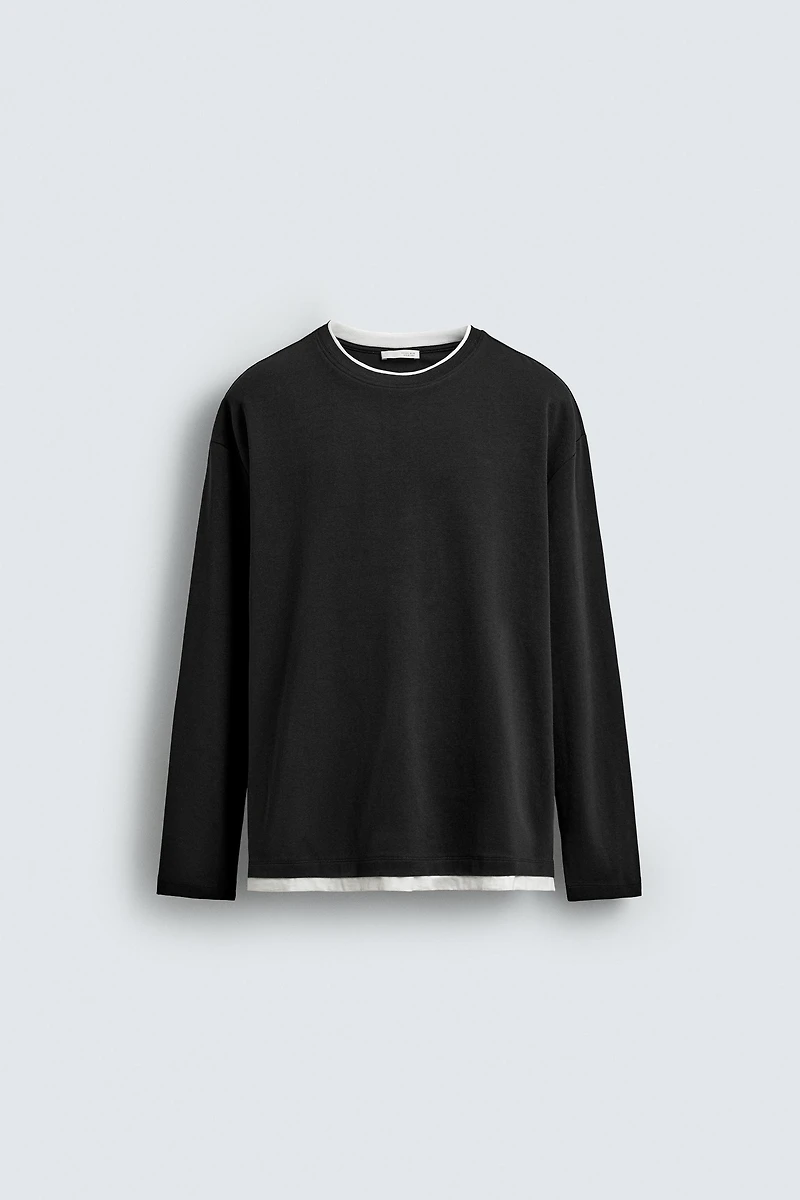 CONTRAST DOUBLE HEM T-SHIRT