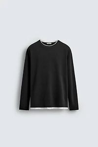 CONTRAST DOUBLE HEM T-SHIRT