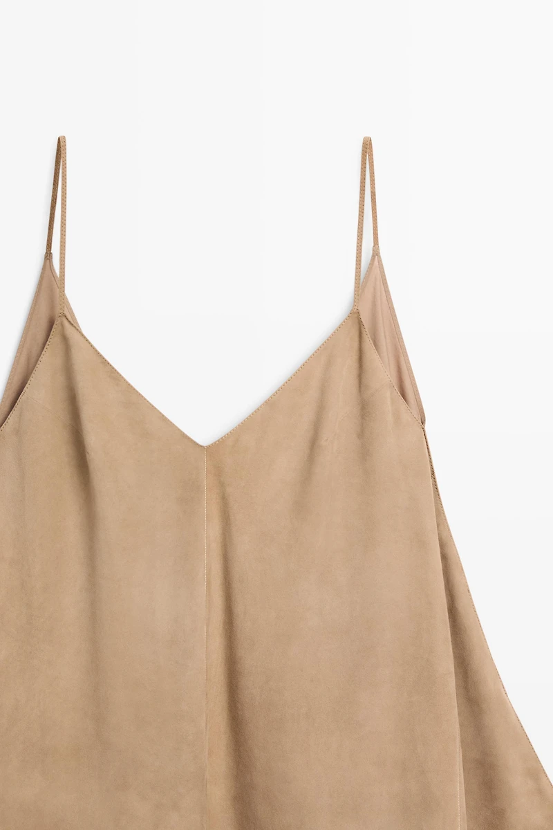 Suede leather combined dress - STUDIO