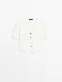 Short sleeve cardigan with button details