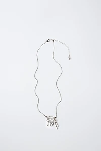 KEY, BOW, AND PADLOCK CHARM NECKLACE