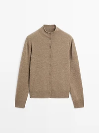 Cardigan à col montant 100 % laine
