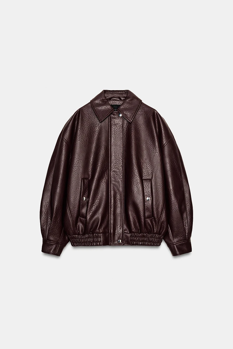 FAUX LEATHER BOMBER JACKET
