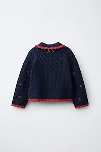 CHERRY POINTELLE KNIT POLO SHIRT