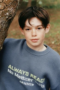 KNIT JUMPER WITH PRINTED TEXT