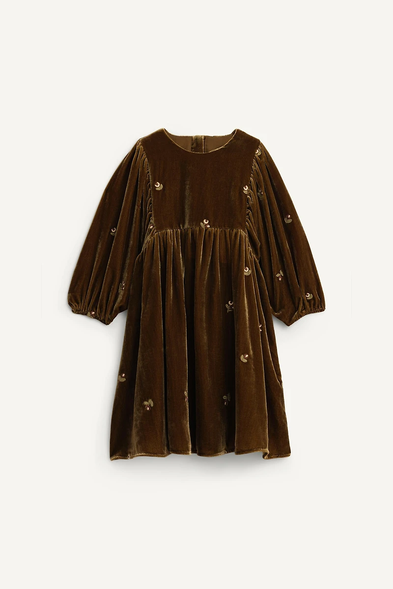 ROBE EN VELOURS À FLEURS BRODÉES LIMITED EDITION