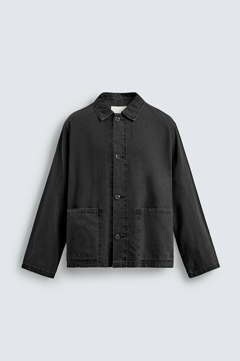 SURCHEMISE DÉLAVÉE EN COTON ET LIN