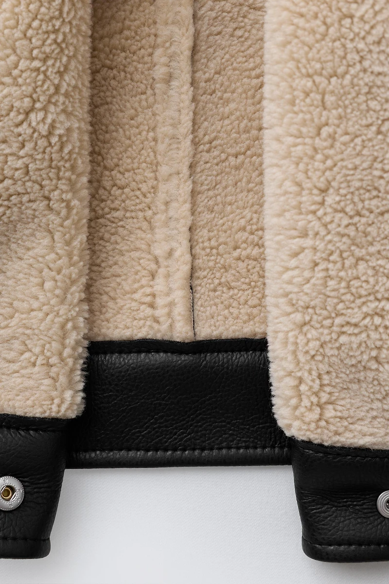 FAUX LEATHER SHEARLING JACKET