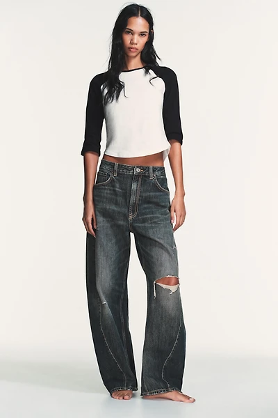 TRF MID-RISE BAGGY BALLOON JEANS