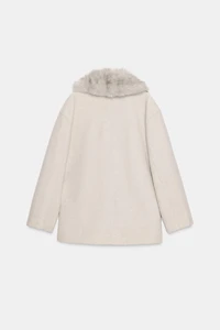 SOFT COAT WITH FAUX FUR COLLAR