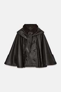 DETACHABLE LAPEL COLLAR WAXED CAPE