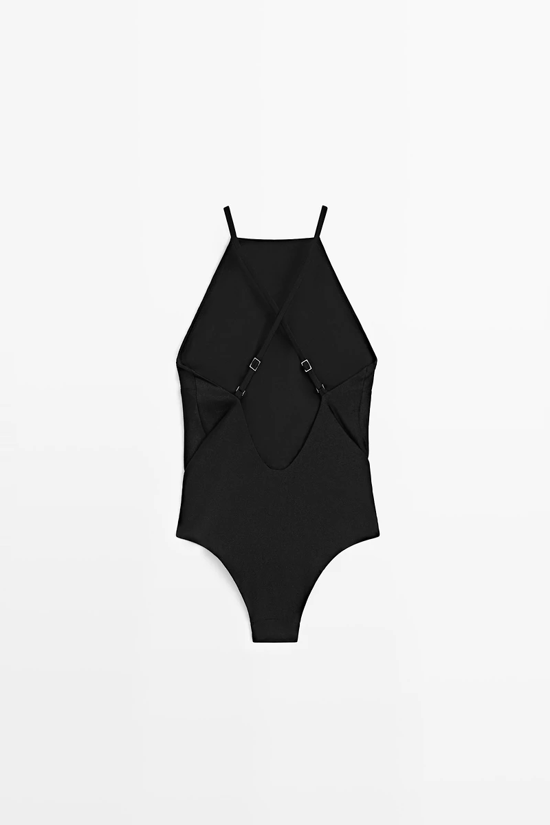 Shimmery halter swimsuit