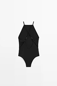 Shimmery halter swimsuit