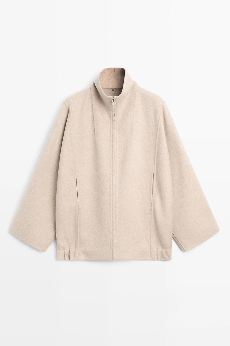 Wool blend bomber jacket