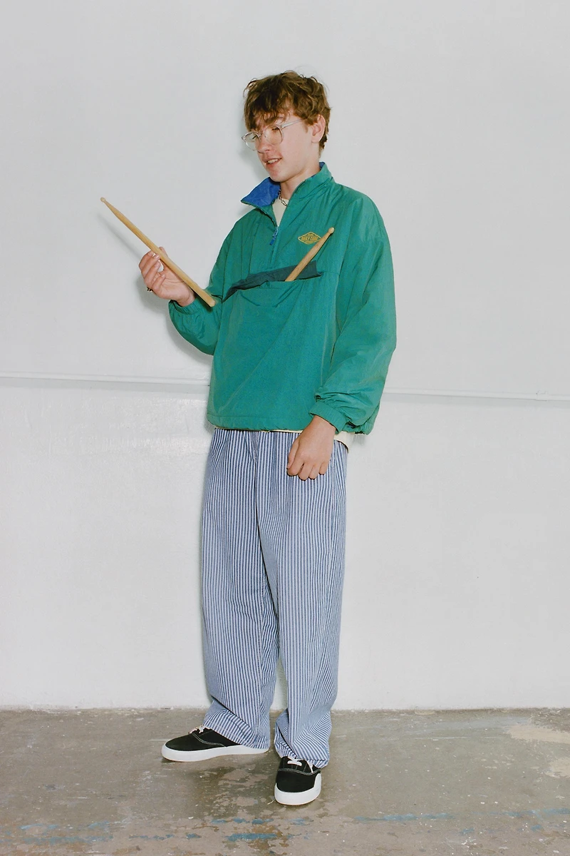 STRIPED BALLOON DENIM PANTS