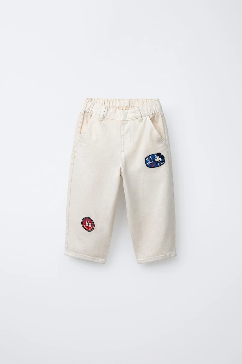 MICKEY MOUSE © DISNEY TWILL BAGGY PATCH PANTS