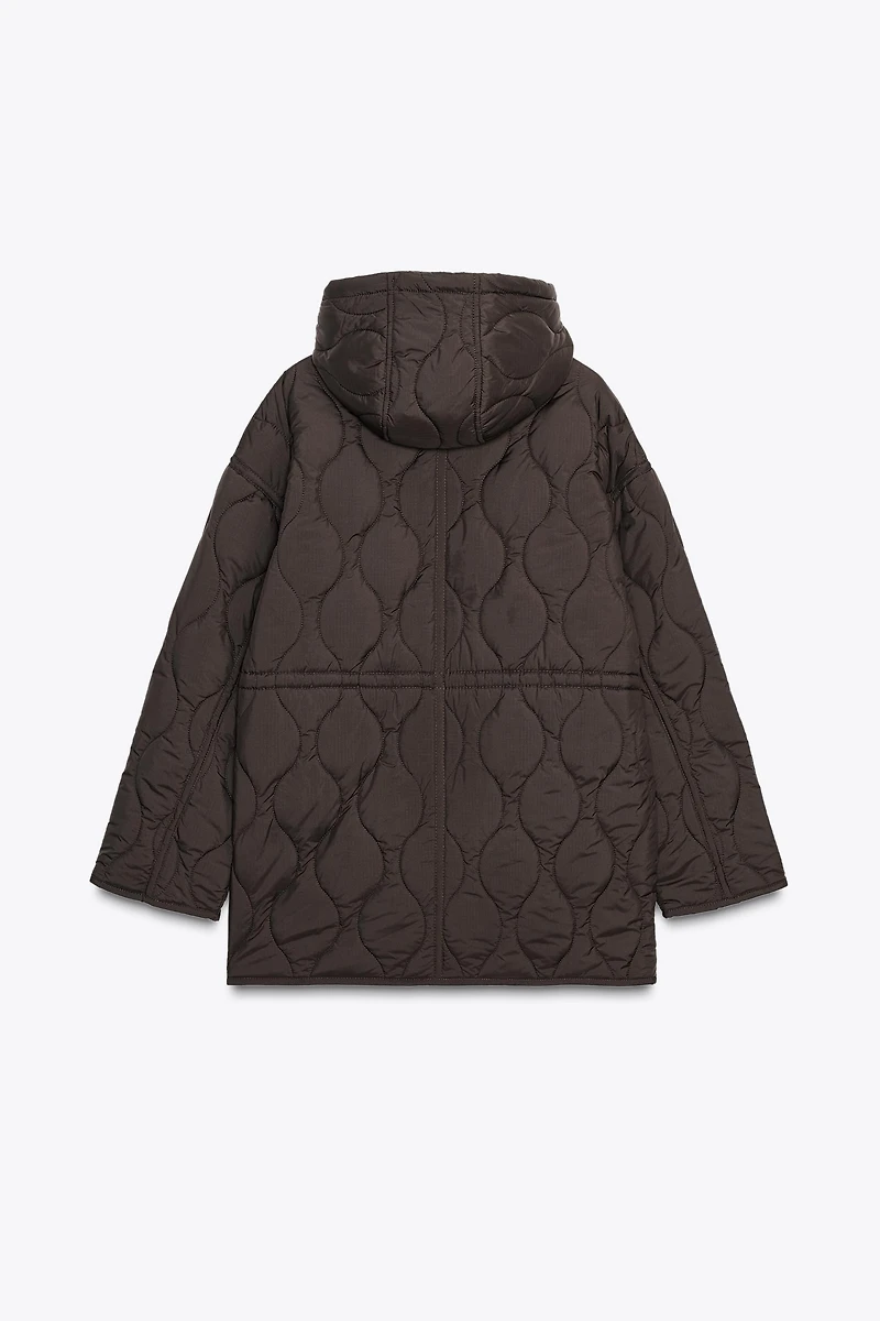 HOODED PUFFER JACKET WITH ADJUSTABLE WAIST