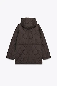 HOODED PUFFER JACKET WITH ADJUSTABLE WAIST