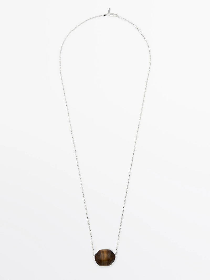 Chain necklace with natural stone