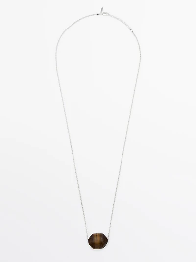 Chain necklace with natural stone