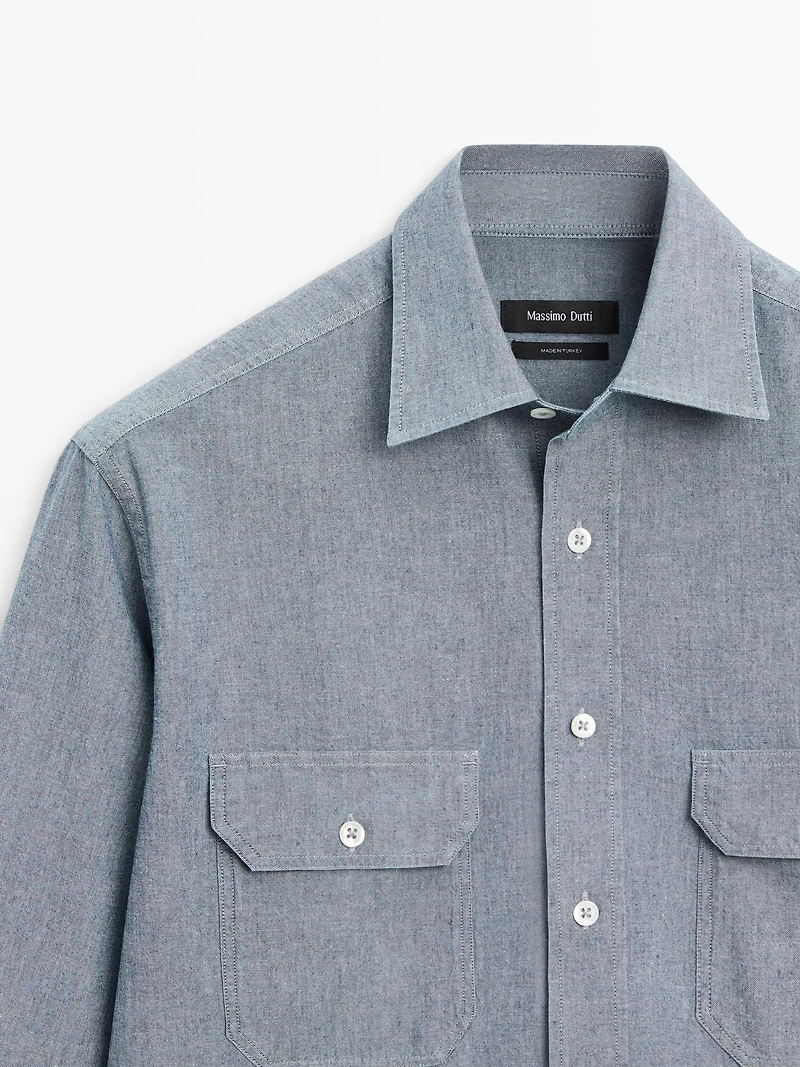 Regular fit chambray shirt with pocket details