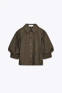 ZW COLLECTION POPLIN BALLOON SLEEVE SHIRT
