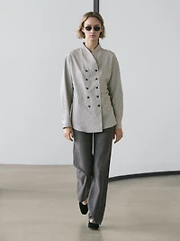 Chemisier fluide à rayures avec boutons fantaisie