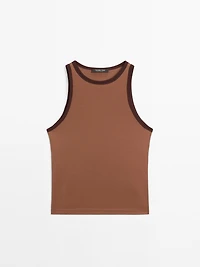 100% cotton halter top with contrast detail