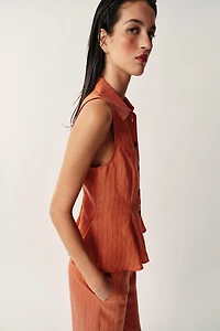 STRIPED PEPLUM VEST