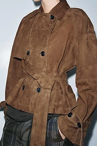 TRENCH COURT EN CUIR DE DAIM ZW COLLECTION ÉDITION LIMITÉE