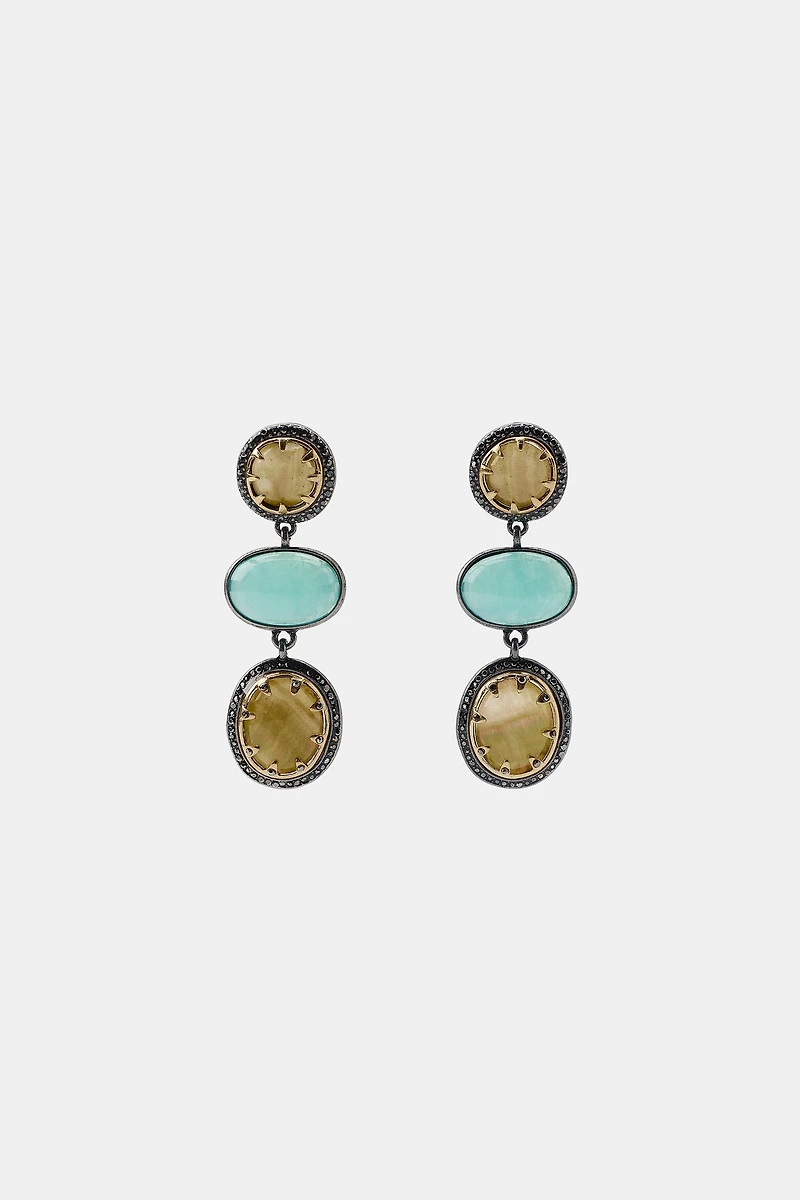 BOUCLES D'OREILLES TRIPLES PIERRES ET STRASS