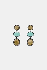 BOUCLES D'OREILLES TRIPLES PIERRES ET STRASS