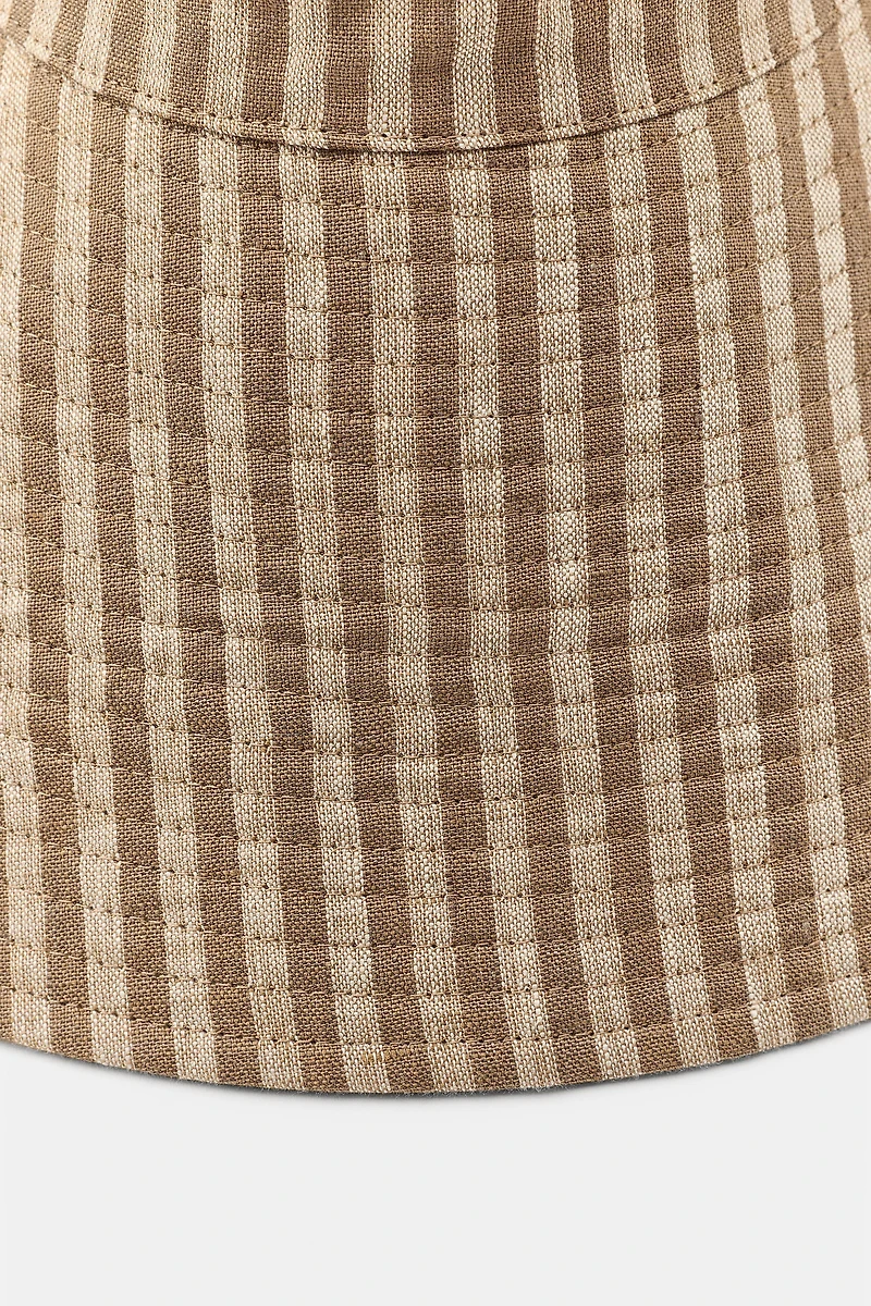 REVERSIBLE 100% LINEN STRIPED HAT