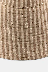 REVERSIBLE 100% LINEN STRIPED HAT
