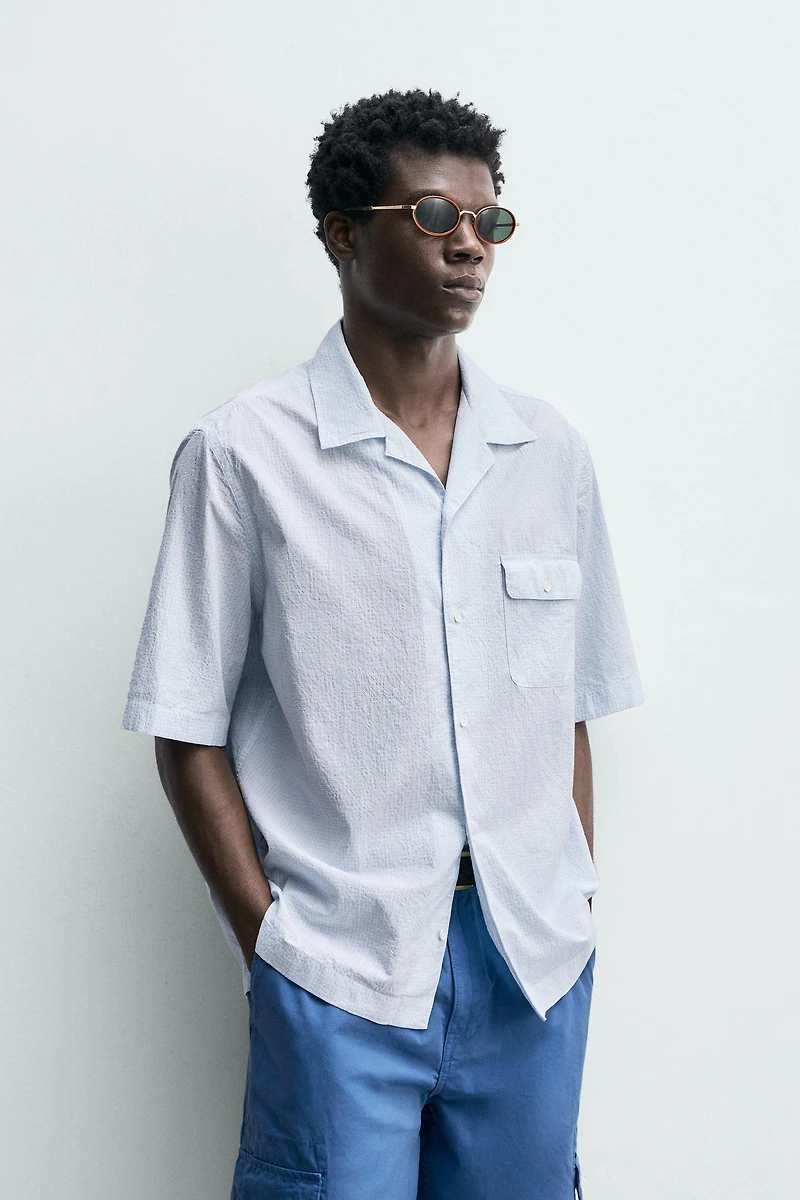 CHEMISE À CARREAUX TEXTURÉE